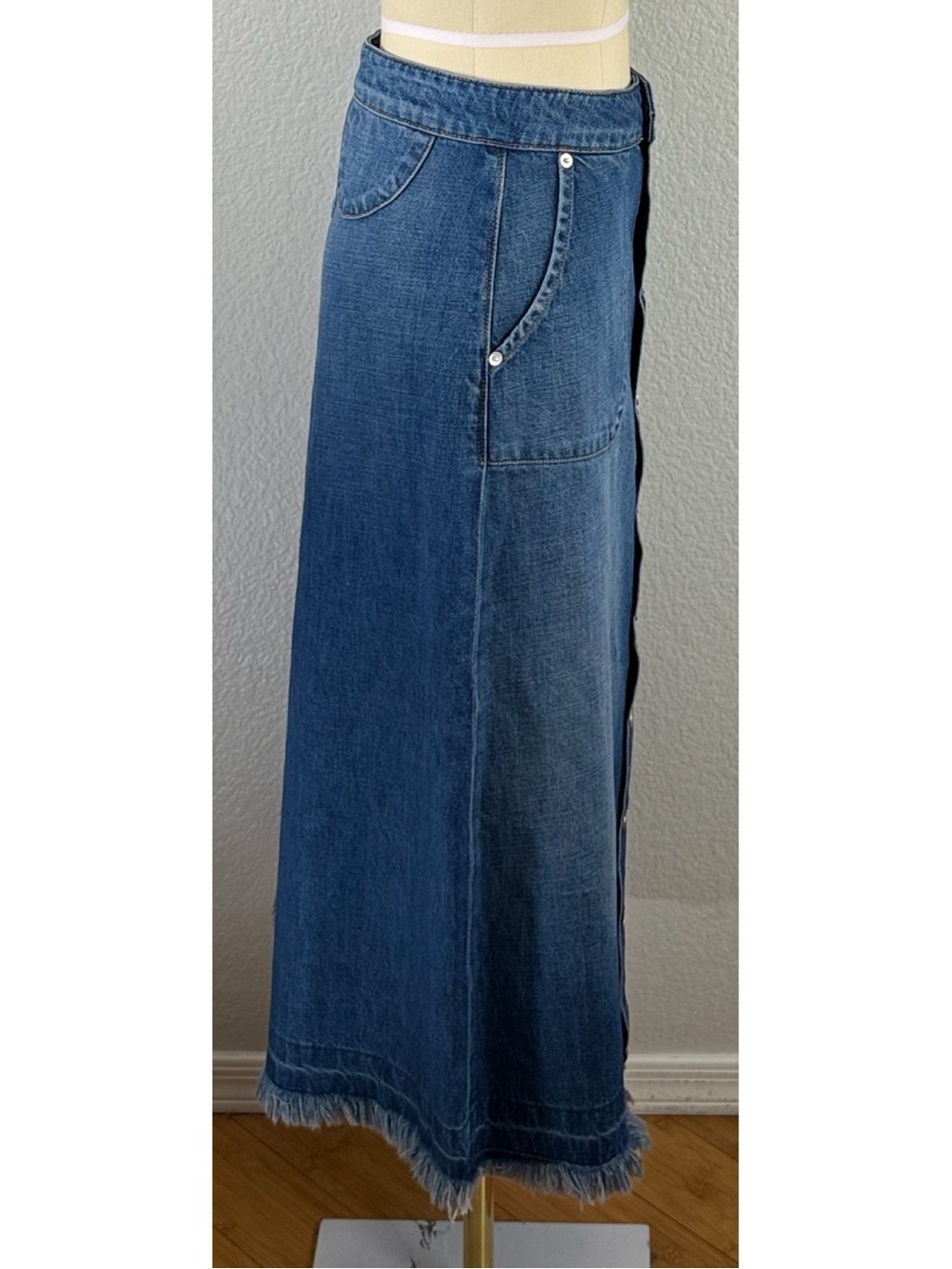 Daily Blue Tephy Button Down Denim A-Line Skirt size Small - Picture 4 of 16